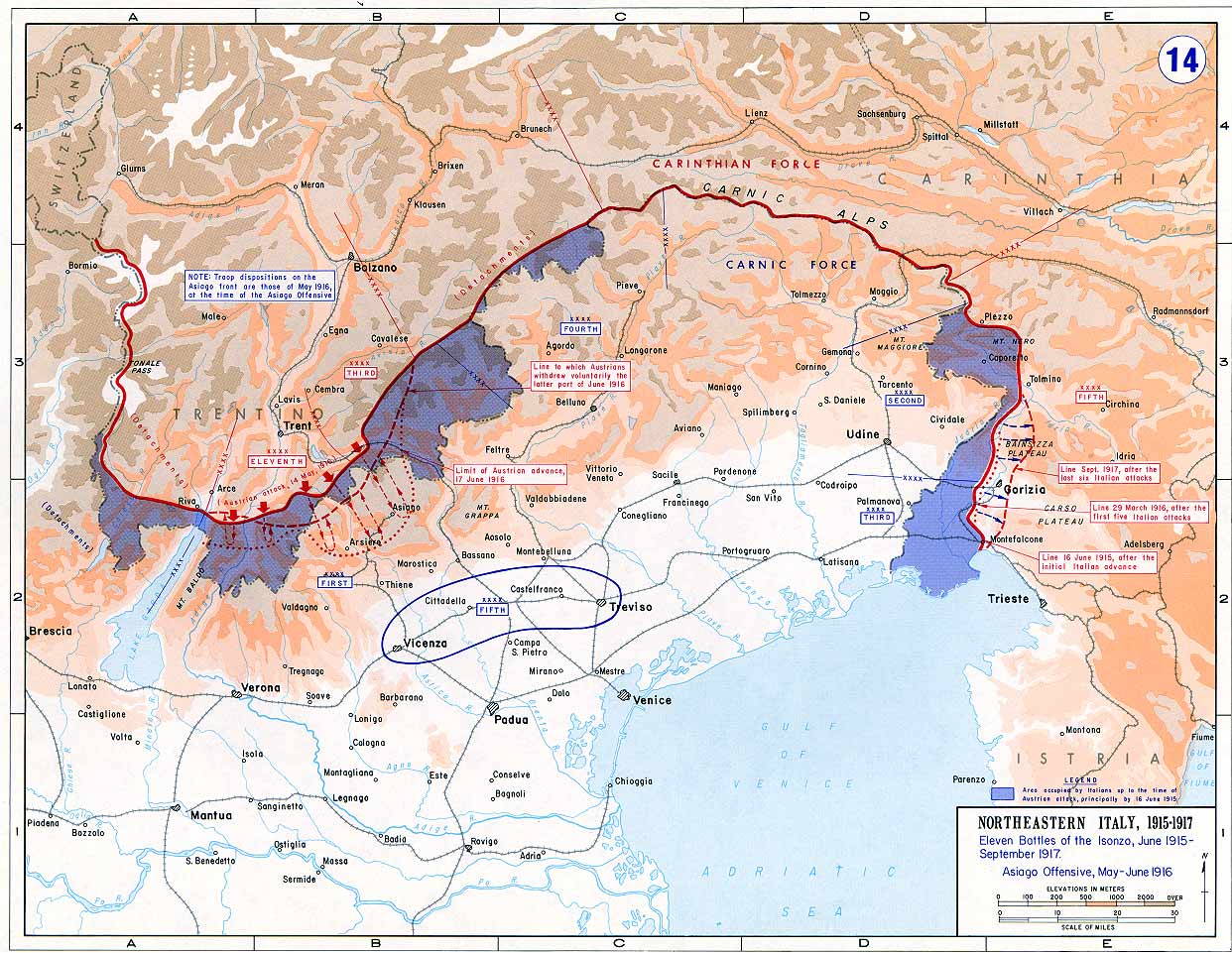 Landkarte Isonzofront